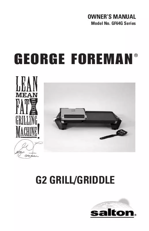 Mode d'emploi GEORGE FOREMAN GF64G