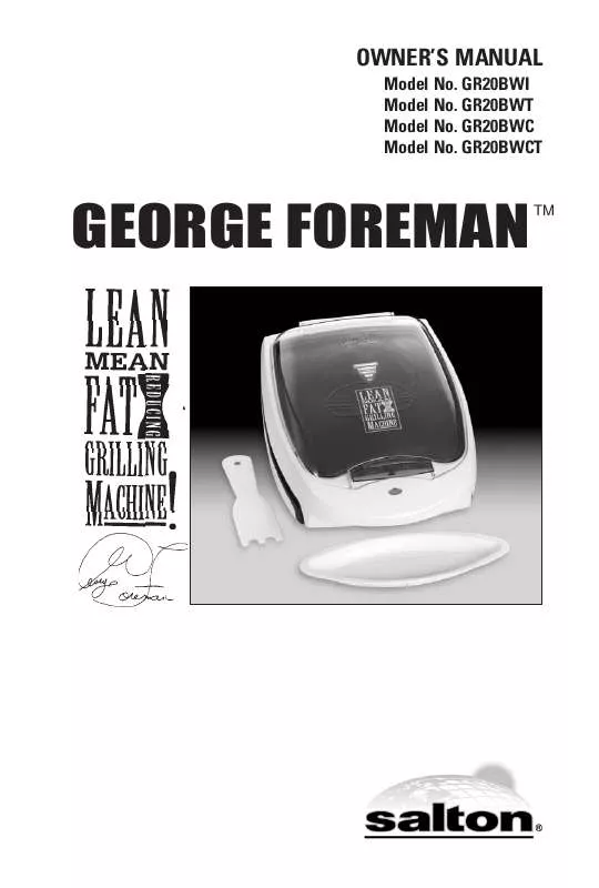 Mode d'emploi GEORGE FOREMAN GR20BWCT