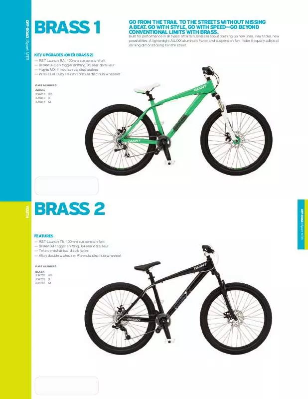 Mode d'emploi GIANT BICYCLES BRASS 1