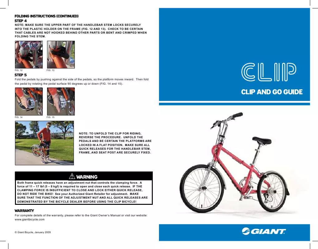 Mode d'emploi GIANT BICYCLES CLIP AND GO