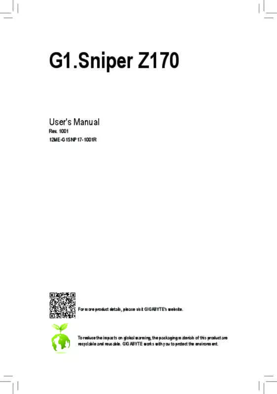 Mode d'emploi GIGABYTE G1.SNIPER Z170