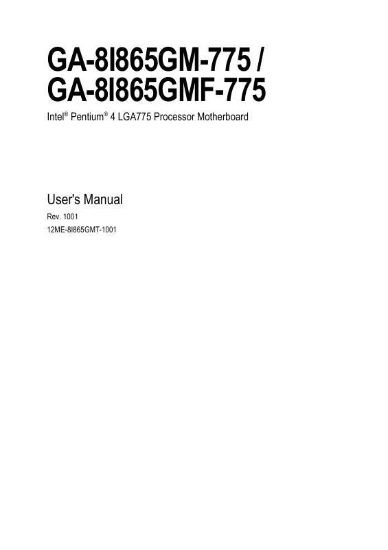 Mode d'emploi GIGABYTE GA-8I865GM-775