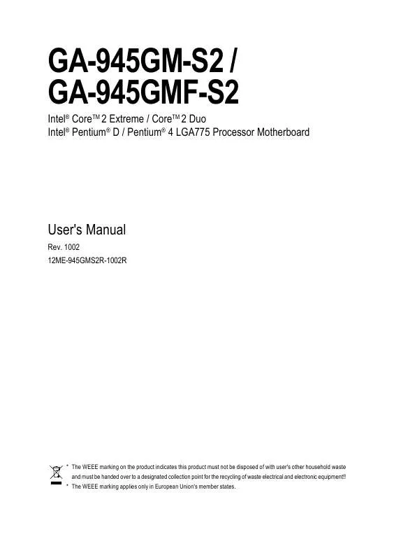 Mode d'emploi GIGABYTE GA-945GMF-S2