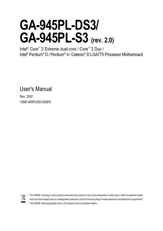 Mode d'emploi GIGABYTE GA-945PL-DS3