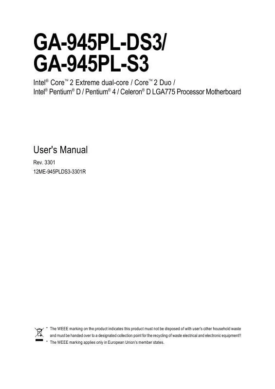 Mode d'emploi GIGABYTE GA-945PL-S3