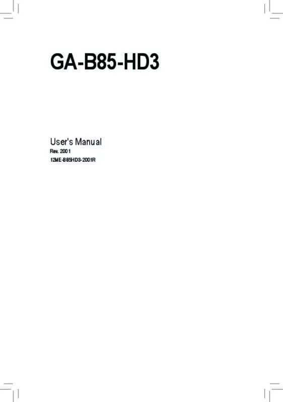 Mode d'emploi GIGABYTE GA-B85-HD3