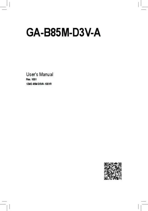 Mode d'emploi GIGABYTE GA-B85M-D3V-A