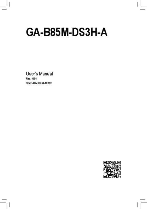 Mode d'emploi GIGABYTE GA-B85M-DS3H-A
