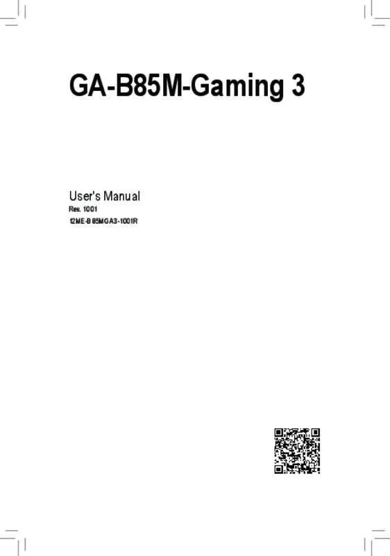 Mode d'emploi GIGABYTE GA-B85M-GAMING 3
