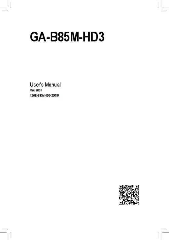 Mode d'emploi GIGABYTE GA-B85M-HD3
