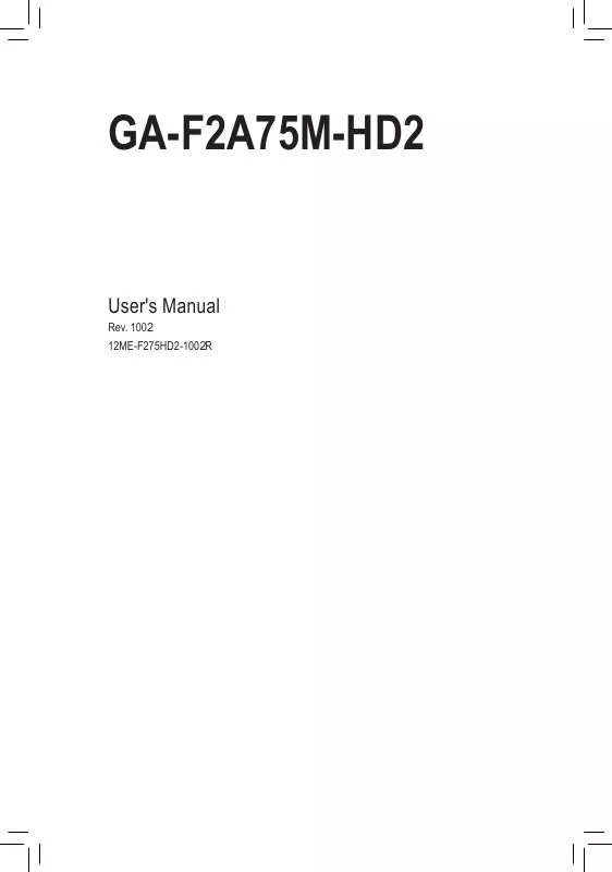Mode d'emploi GIGABYTE GA-F2A75M-HD2