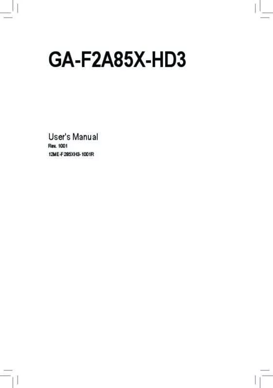 Mode d'emploi GIGABYTE GA-F2A85X-HD3