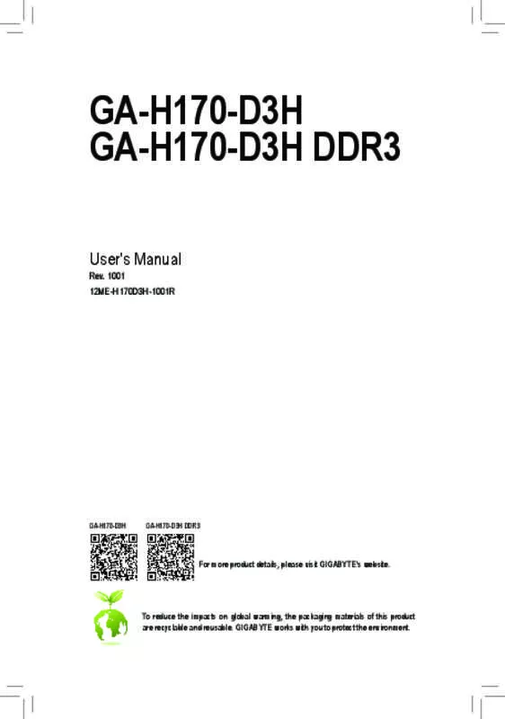 Mode d'emploi GIGABYTE GA-H170-D3H