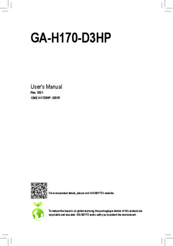 Mode d'emploi GIGABYTE GA-H170-D3HP