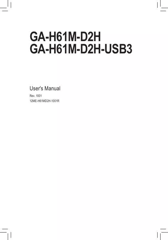 Mode d'emploi GIGABYTE GA-H61M-D2H-USB3