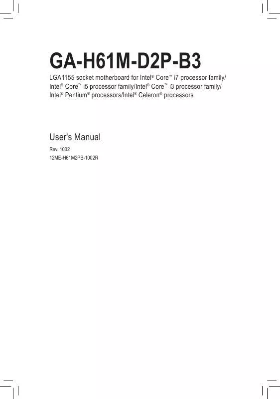 Mode d'emploi GIGABYTE GA-H61M-D2P-B3