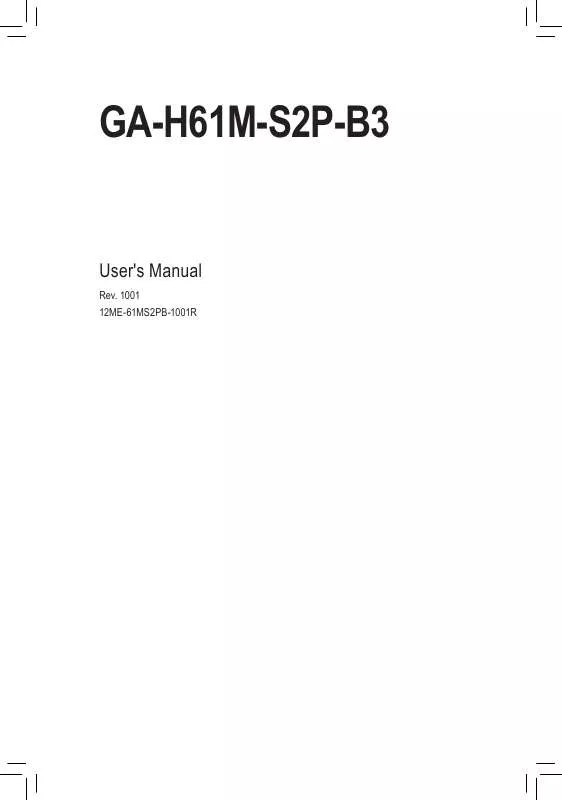 Mode d'emploi GIGABYTE GA-H61M-S2P-B3