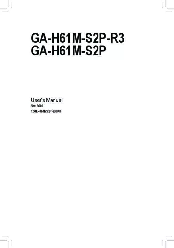 Mode d'emploi GIGABYTE GA-H61M-S2P-R3