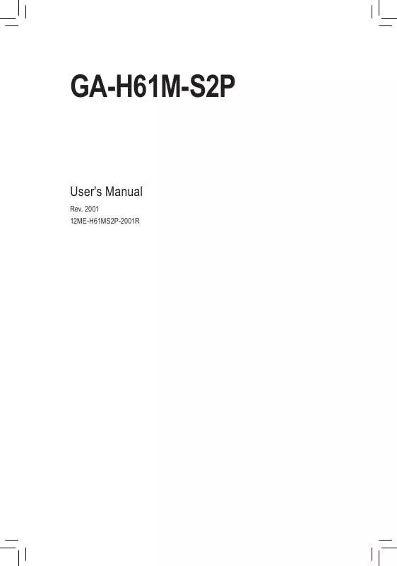 Mode d'emploi GIGABYTE GA-H61M-S2P