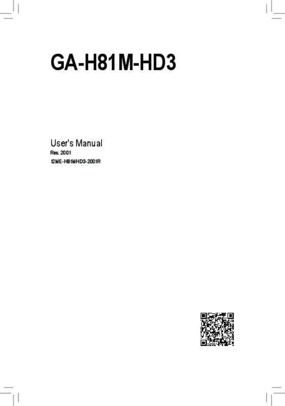 Mode d'emploi GIGABYTE GA-H81M-HD3