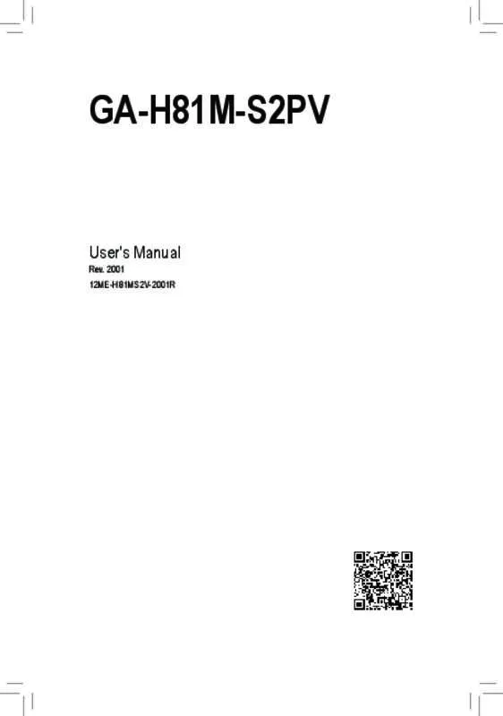 Mode d'emploi GIGABYTE GA-H81M-S2PV