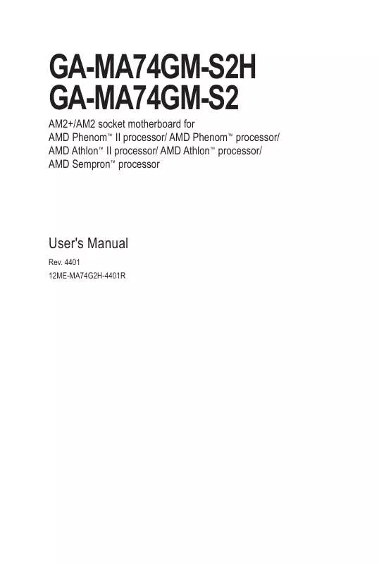 Mode d'emploi GIGABYTE GA-MA74GM-S2