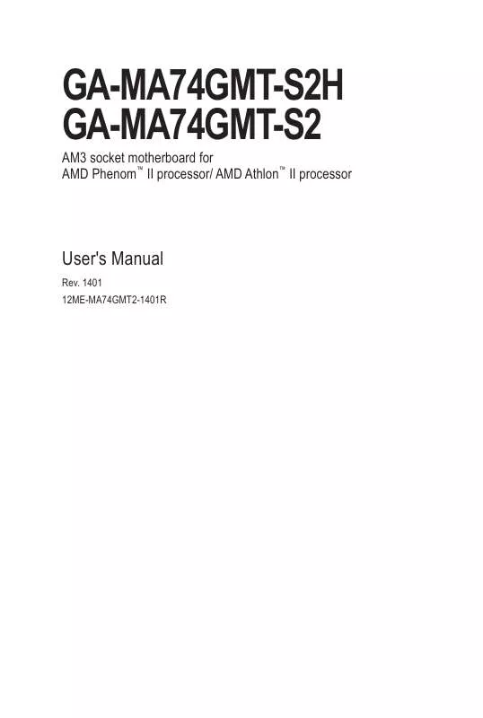 Mode d'emploi GIGABYTE GA-MA74GMT-S2