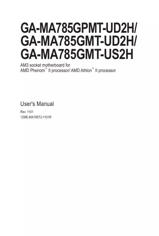 Mode d'emploi GIGABYTE GA-MA785GPMT-UD2H