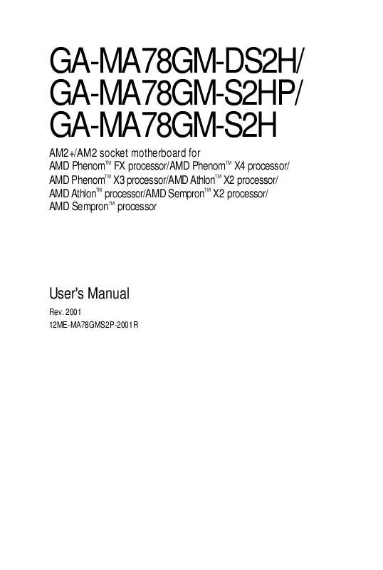 Mode d'emploi GIGABYTE GA-MA78GM-S2H