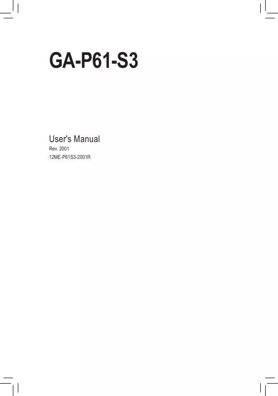 Mode d'emploi GIGABYTE GA-P61-S3