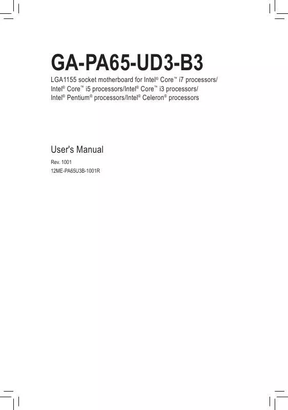 Mode d'emploi GIGABYTE GA-PA65-UD3-B3