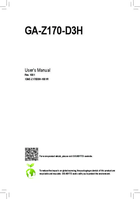 Mode d'emploi GIGABYTE GA-Z170-D3H