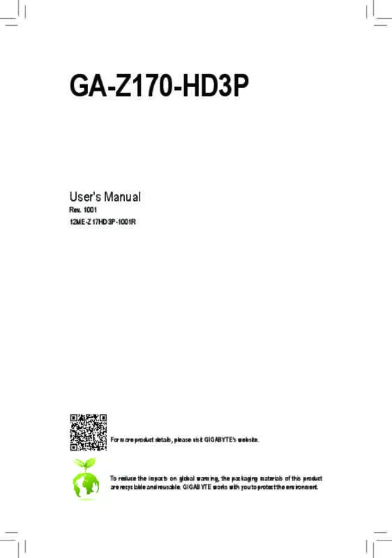 Mode d'emploi GIGABYTE GA-Z170-HD3P