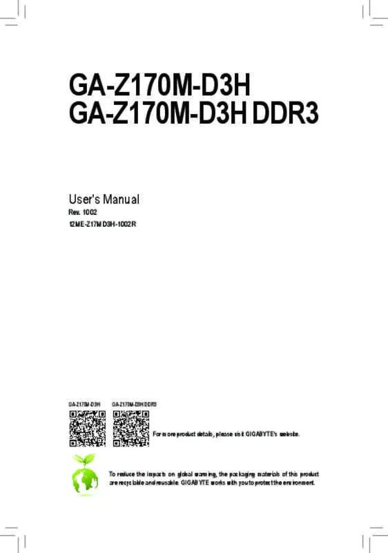Mode d'emploi GIGABYTE GA-Z170M-D3H