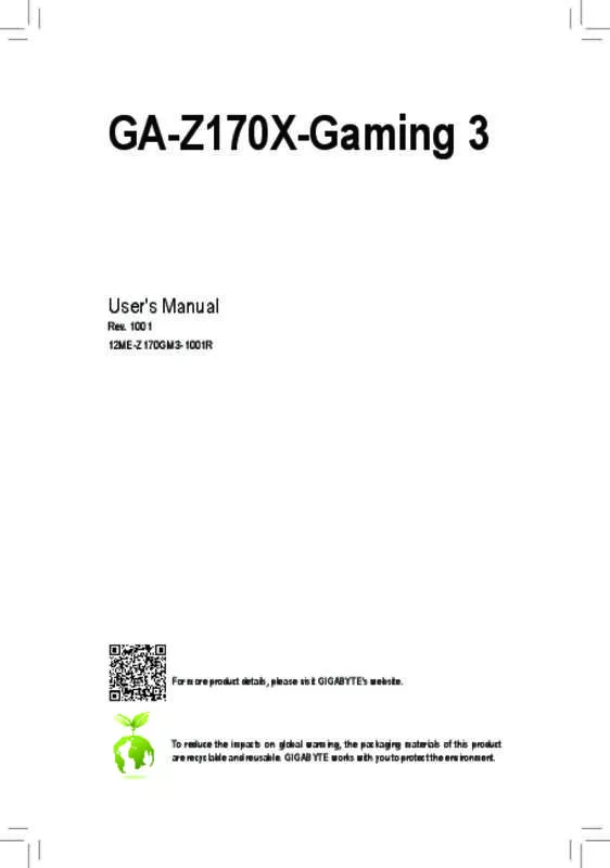 Mode d'emploi GIGABYTE GA-Z170X-GAMING 3