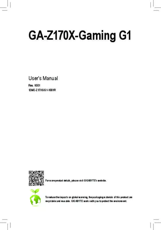 Mode d'emploi GIGABYTE GA-Z170X-GAMING G1