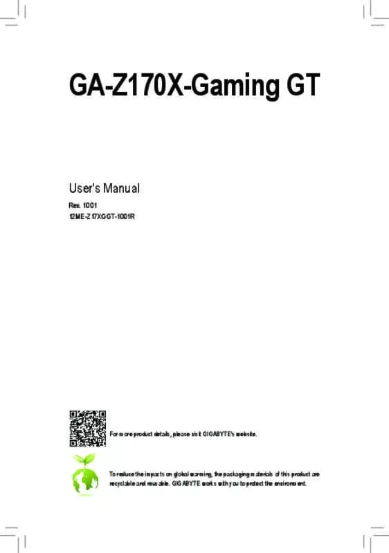 Mode d'emploi GIGABYTE GA-Z170X-GAMING GT