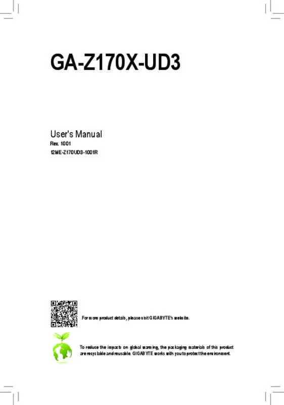Mode d'emploi GIGABYTE GA-Z170X-UD3