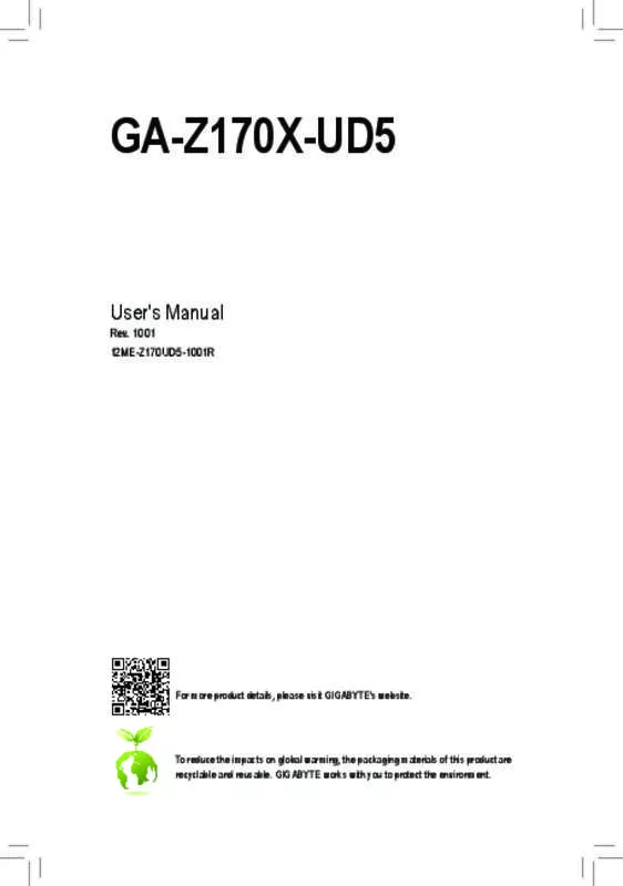 Mode d'emploi GIGABYTE GA-Z170X-UD5