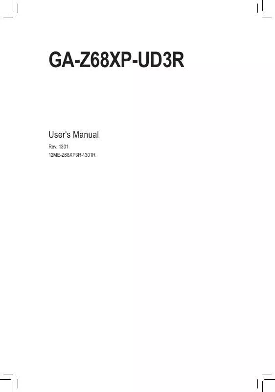 Mode d'emploi GIGABYTE GA-Z68XP-UD3R