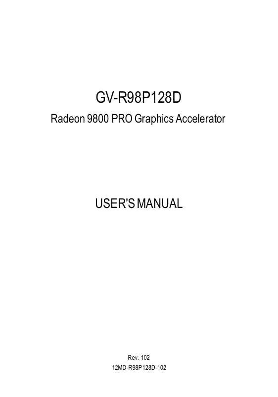 Mode d'emploi GIGABYTE GV-R98P128D