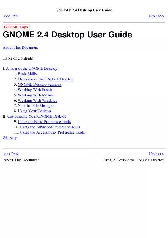 Mode d'emploi GNOME GNOME 2.4 DESKTOP