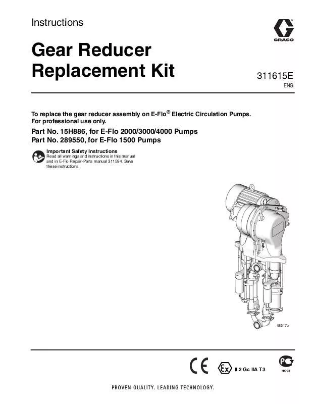 Mode d'emploi GRACO GEAR REDUCER REPLACEMENT KIT