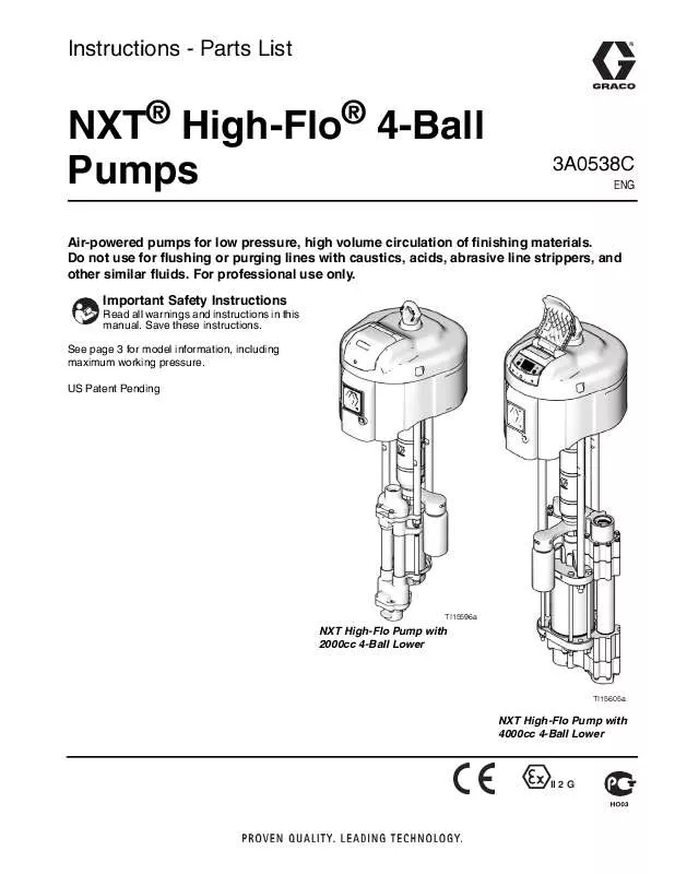 Mode d'emploi GRACO NXT HIGH-FLO 4-BALL PUMPS