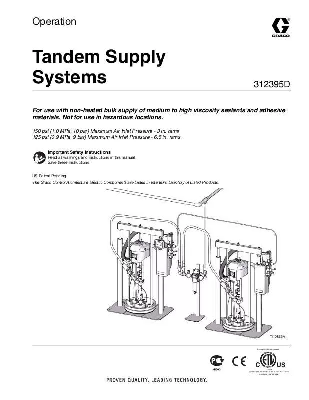 Mode d'emploi GRACO TANDEM SUPPLY SYSTEMS