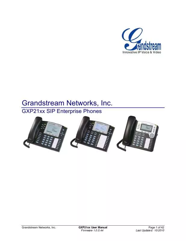 Mode d'emploi GRANDSTREAM GXP2100