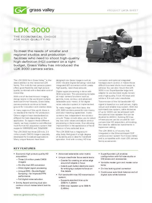 Mode d'emploi GRASS VALLEY LDK 3000