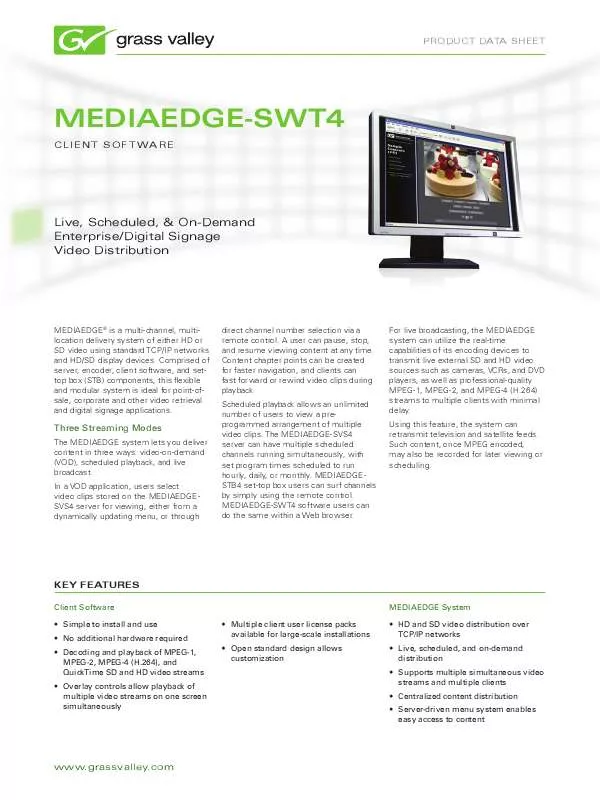Mode d'emploi GRASS VALLEY MEDIAEDGE-SWT4