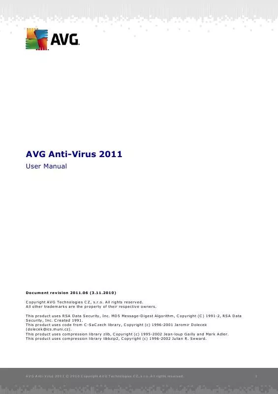 Mode d'emploi GRISOFT AVG ANTI-VIRUS 2011