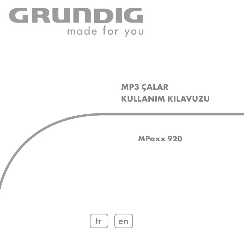 Mode d'emploi GRUNDIG MPAXX 920